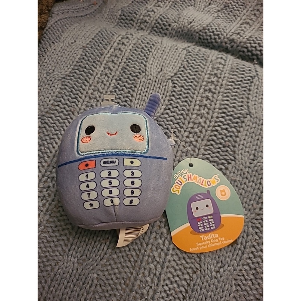 Original Squishmallows Tadita The Blue Cell Phone 3.5 Inch Plush Dog Toy